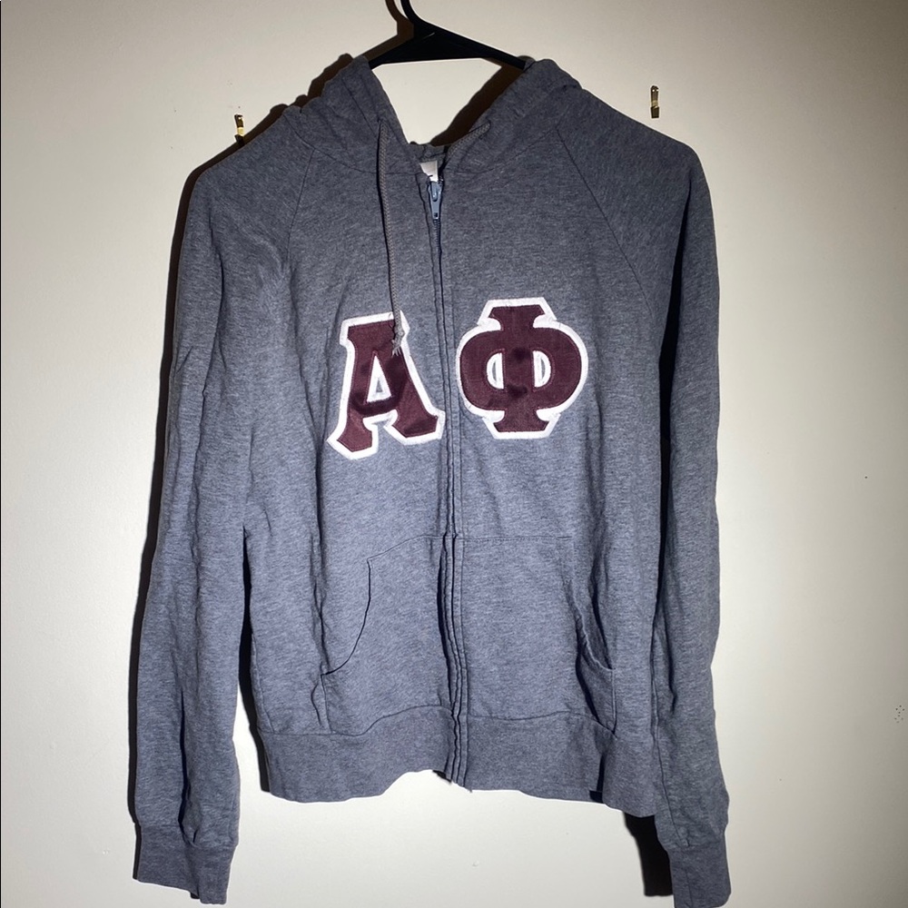 Bella Canvas Gray and Red Sweater Alpha Phi